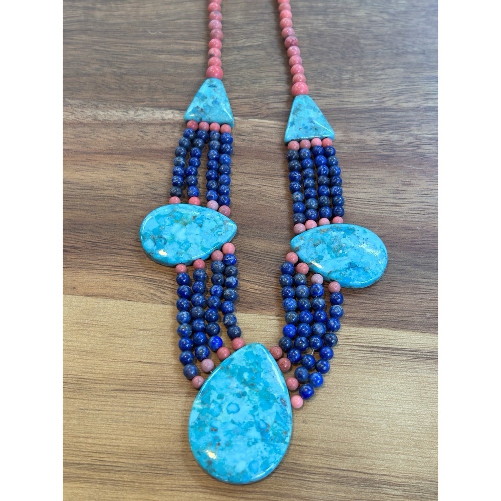 Jay King DRT Sterling Silver Turquoise Lapis Coral Statement Necklace